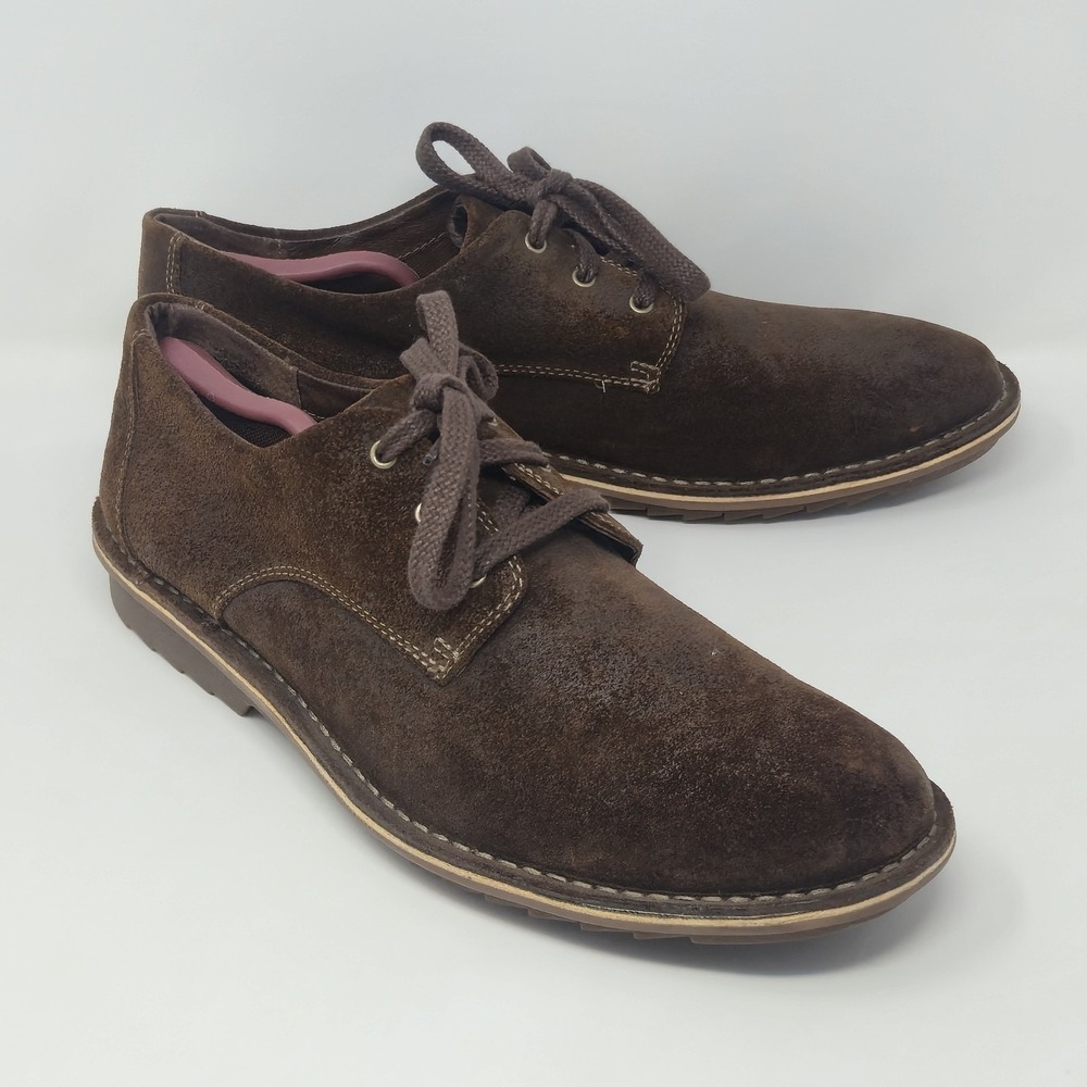 Clarks Men's 13 M Brown Suede Oxford Shoes 82655 Plain Toe Casual Comfort